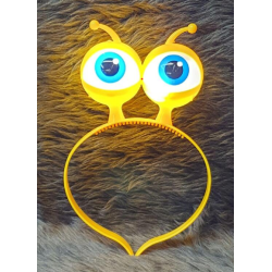 Led Işıklı & Pilli Uzaylı Göz Parti Tacı Sarı Renk 