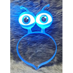 Led Işıklı & Pilli Uzaylı Göz Parti Tacı Mavi Renk 