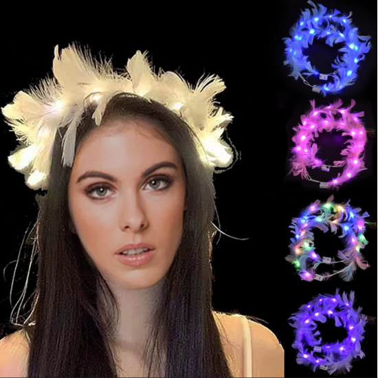 Led Işıklı RGB 3 Fonksiyonlu Otrişli Parti Tacı Beyaz Renk Led Işıklı RGB 3 Fonksiyonlu Otrişli Parti Tacı Beyaz Renk