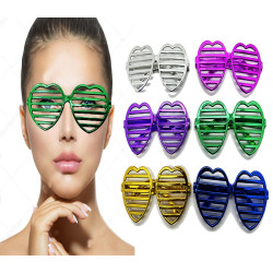 Metalize Ekstra Parlak Kalp Panjur Parti Gözlüğü 6 Renk 6 Adet Metalize Ekstra Parlak Kalp Panjur Parti Gözlüğü 6 Renk 6 Adet