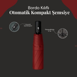 Bordo Kılıflı Otomatik Kompakt Şemsiye Bordo Kılıflı Otomatik Kompakt Şemsiye