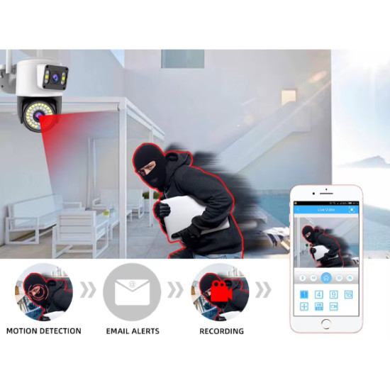 Çift Lensli Dış Mekan Wi-Fi Kamera Çift Lensli Dış Mekan Wi-Fi Kamera