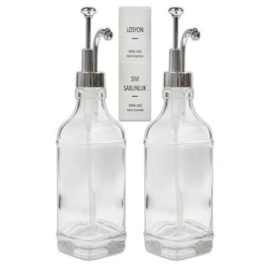 Cam Sıvı Sabunluk Losyonluk Krom Cam Sıvı Sabunluk Losyonluk Krom