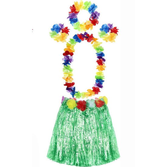 YETIŞKIN VE ÇOCUK UYUMLU LUAU ALOHA HAWAII YEŞIL ETEK VE RENKLI KOLYE TAÇ 2 ADET BILEKLIK SETI YETIŞKIN VE ÇOCUK UYUMLU LUAU ALOHA HAWAII YEŞIL ETEK VE RENKLI KOLYE TAÇ 2 ADET BILEKLIK SETI