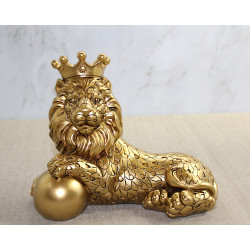 Polyester Dekoratif Taçlı Aslan Figürü 
