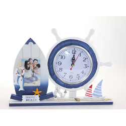 Ahşap Marin Dümenli Çerçeveli Saat Model 1 