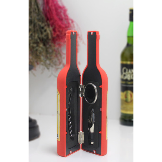 Şişe Tirbuşon Seti Küçük Boy Kırmızı Şişe Tirbuşon Seti Küçük Boy Kırmızı