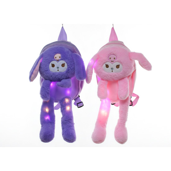 Peluş Işıklı Oynar Kulaklı Kuromi Sırt Çantası
