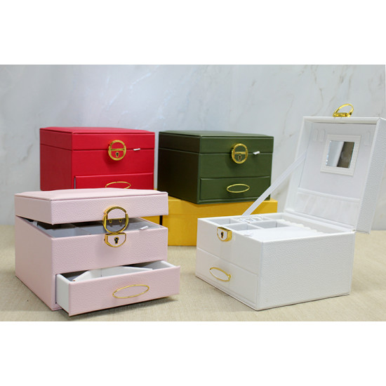 16x16 cm Deri Kaplamalı Makyaj Ve Takı Kutusu