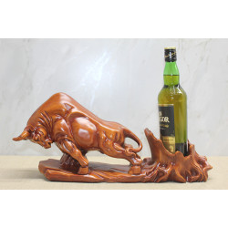 Polyester Boğa Figürü Şaraplık 