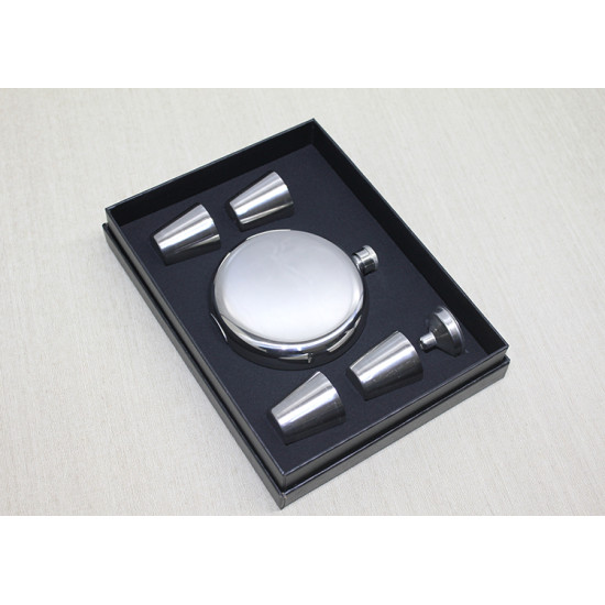 4 Shot Bardaklı Matara Seti Yuvarlak Çelik