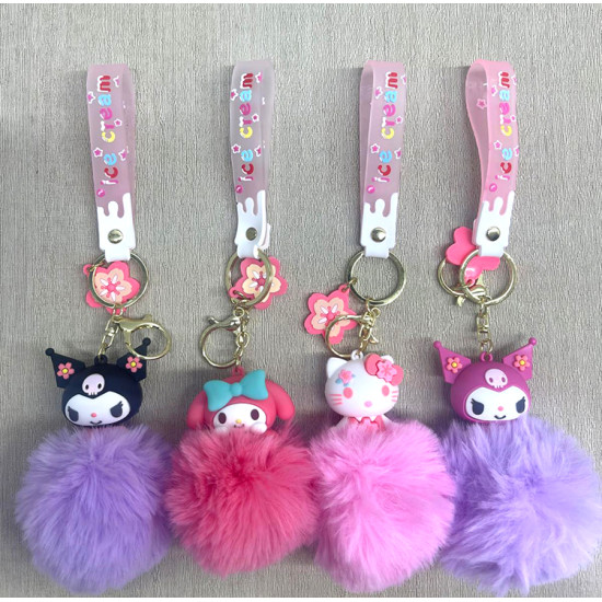 Ponponlu Kuromi Ve Hello Kitty Karışık Anahtarlık