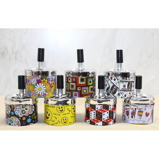 Küçük Boy Metal Renkli Basmalı Küllük Yuvarlak