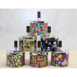 Metal Renkli Basmalı Küllük Yuvarlak  Metal Renkli Basmalı Küllük Yuvarlak