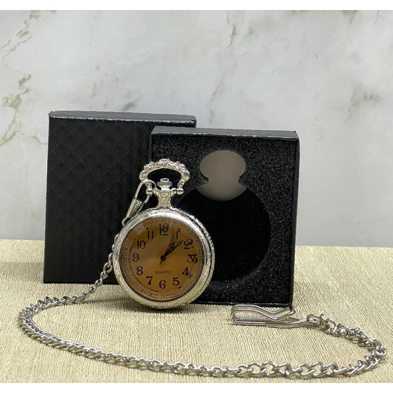 Özel Kutulu Camlı Gümüş Köstekli Saat