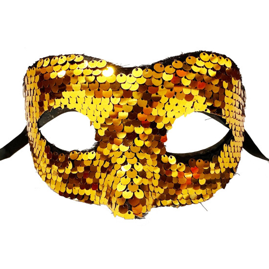 Payetli Venedik Balo Parti Maskesi Altın