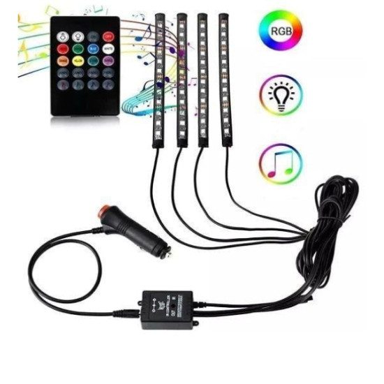 Araç İçi Ayak Altı Sese Duyarlı Şerit Led 4 lü Set Araç İçi Ayak Altı Sese Duyarlı Şerit Led 4 lü Set