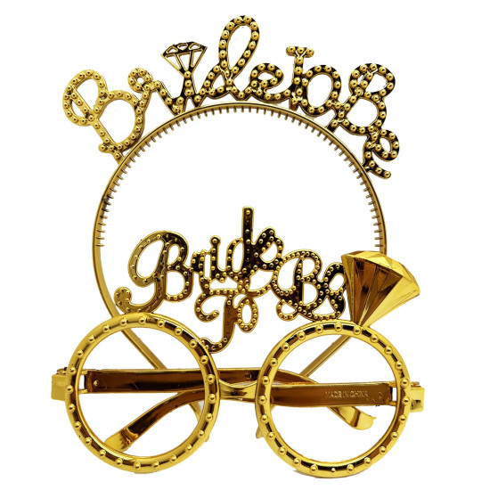 Bride To Be Taç ve Gözlük Seti Altın Renk Bride To Be Taç ve Gözlük Seti Altın Renk