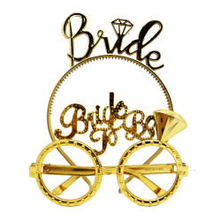 Bride Yazılı Taç ve Bride To Be Yazılı Gözlük Seti Altın Renk  Bride Yazılı Taç ve Bride To Be Yazılı Gözlük Seti Altın Renk