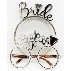 Bride Yazılı Taç ve Bride To Be Yazılı Gözlük Seti Gümüş Renk  Bride Yazılı Taç ve Bride To Be Yazılı Gözlük Seti Gümüş Renk