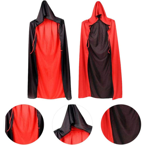 Siyah Kırmızı Çift Taraflı Kapişonlu Pelerin Siyah Kırmızı Çift Taraflı Kapişonlu Pelerin