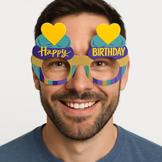 Cupcake Temalı Doğum Günü Renkli Karton Happy Birthday Gözlüğü 6 Adet Cupcake Temalı Doğum Günü Renkli Karton Happy Birthday Gözlüğü 6 Adet