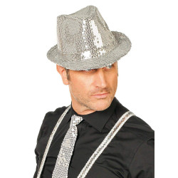 Gümüş Payetli Fötr Şapka Yetişkin Boy Gümüş Payetli Fötr Şapka Yetişkin Boy