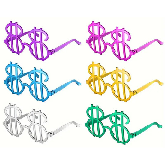 Dolar Şekilli Metalize Parti Gözlüğü 6 Adet Dolar Şekilli Metalize Parti Gözlüğü 6 Adet