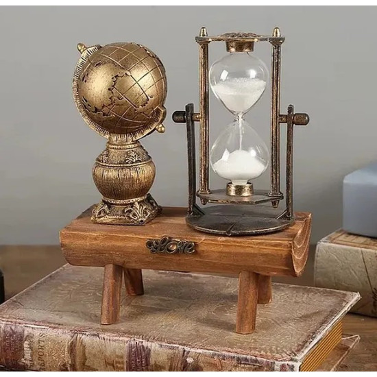Dekoratif Dünya Biblolu Kum Saati