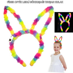 Fiber Optik LED Gökkuşağı Tavşan Kulak  Fiber Optik LED Gökkuşağı Tavşan Kulak