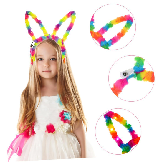 Fiber Optik LED Gökkuşağı Tavşan Kulak Fiber Optik LED Gökkuşağı Tavşan Kulak