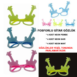 Fosforlu Gitar Glow Parti Gözlüğü 12 adet Fosforlu Gitar Glow Parti Gözlüğü 12 adet