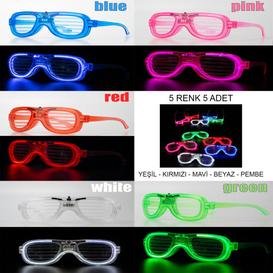 Glow Model Led Işıklı Parti Gözlüğü 5 Adet Glow Model Led Işıklı Parti Gözlüğü 5 Adet