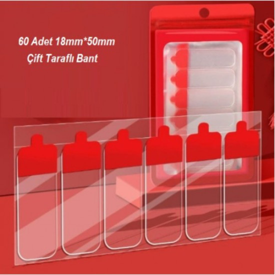 60 Parça Kolay Açılır Güçlü Çift Taraflı Bant 18mmx50mm 60 Parça Kolay Açılır Güçlü Çift Taraflı Bant 18mmx50mm