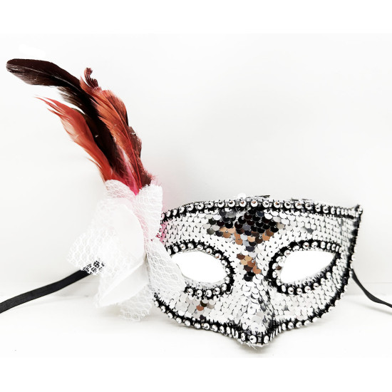 Siyah Kadife Rengarenk Pullu Maske Siyah Kadife Rengarenk Pullu Maske