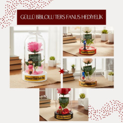 Güllü Biblolu Ters Fanus - Öğretmenler Günü Hediyesi 
