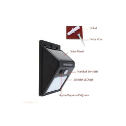 Hareket Sensörlü Solar Dış Mekan Lambası Hareket Sensörlü Solar Dış Mekan Lambası