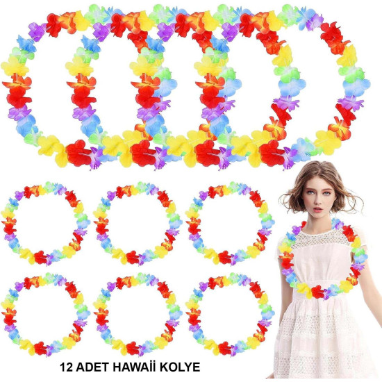 Hawaii Çiçekli Boyun Kolyesi 12 Adet Hawaii Çiçekli Boyun Kolyesi 12 Adet