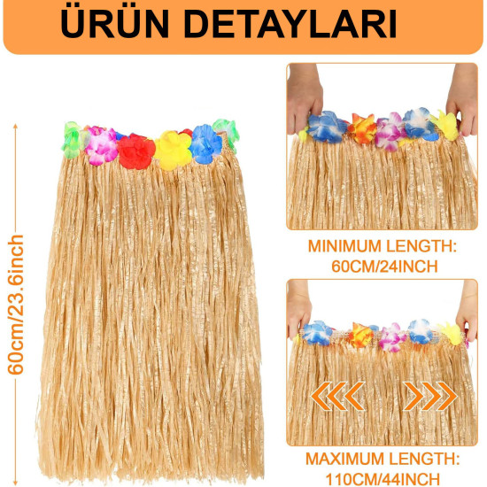 Hawaii Tarzı Hula Eteği – 60 cm Hasır Natural Etek Hawaii Tarzı Hula Eteği – 60 cm Hasır Natural Etek