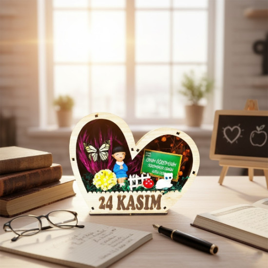 Kalp Saksı Teraryum - Öğretmenler Günü Hediyesi