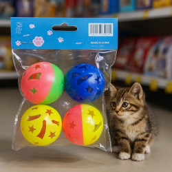 4'lü Çıngıraklı Top Kedi Oyuncağı 4'lü Çıngıraklı Top Kedi Oyuncağı