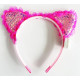 Fuşya Pullu Led Işıklı Kedi Kulak Taç