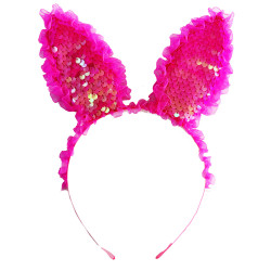 Fuşya Dantelli Işıklı Tavşan Kulak Taç Fuşya Dantelli Işıklı Tavşan Kulak Taç