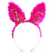 Fuşya Dantelli Işıklı Tavşan Kulak Taç