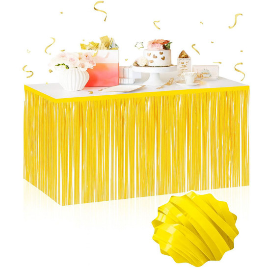 Kendinden Yapışkanlı Makaron Sarı Püsküllü Masa Eteği