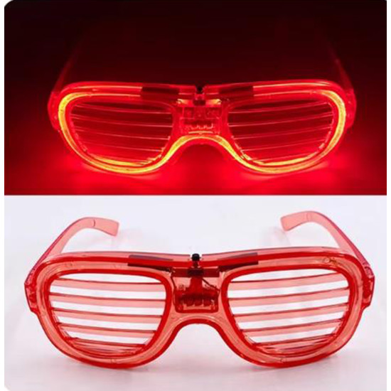 Kırmızı Led Işıklı Parti Gözlüğü - Neon 3 Modlu