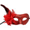 Kırmızı Renk Parlak Tüylü Parti Maskesi