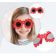 Kırmızı Renk Papatya Şekilli Parti Gözlüğü