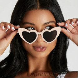 Krem  Renk Kalp Şekilli Parti Gözlüğü