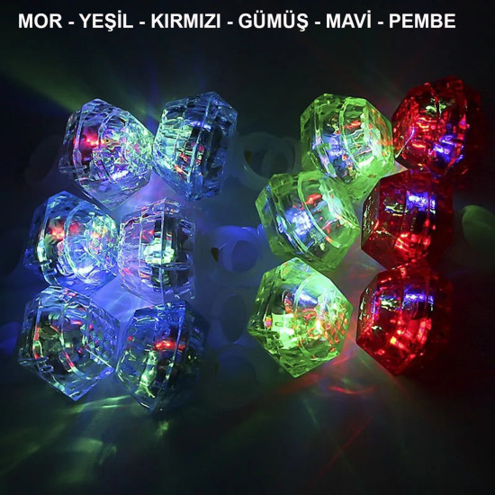 6 lı Kristal LED Parti Yüzük Seti